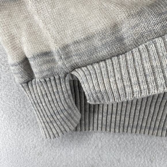 EILEEN FISHER Sweater L Organic Cotton Striped Jersey Lined Hi-Low Pullover Gray - Picture 8 of 14